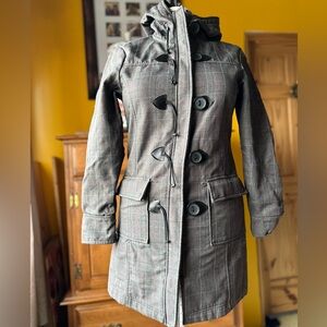 Chic Gray Plaid Trench Coat